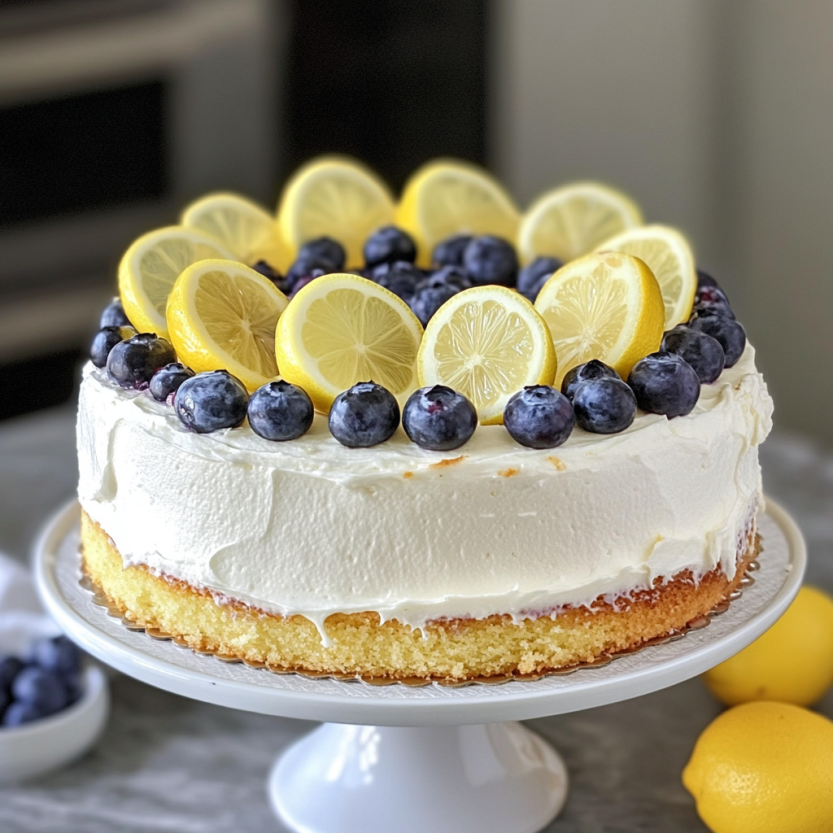 Une tarte aux myrtilles et citron.