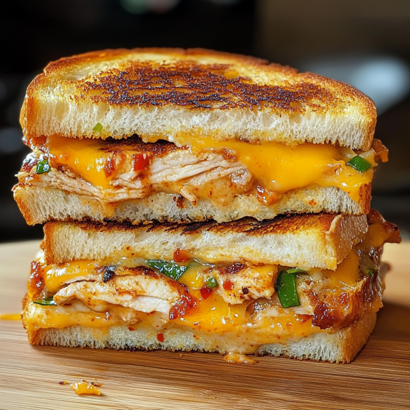 Un sandwich à la viande grillée avec du fromage chili doux.