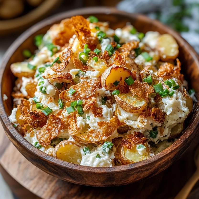 Une salade de papas croquantes et croustillantes.