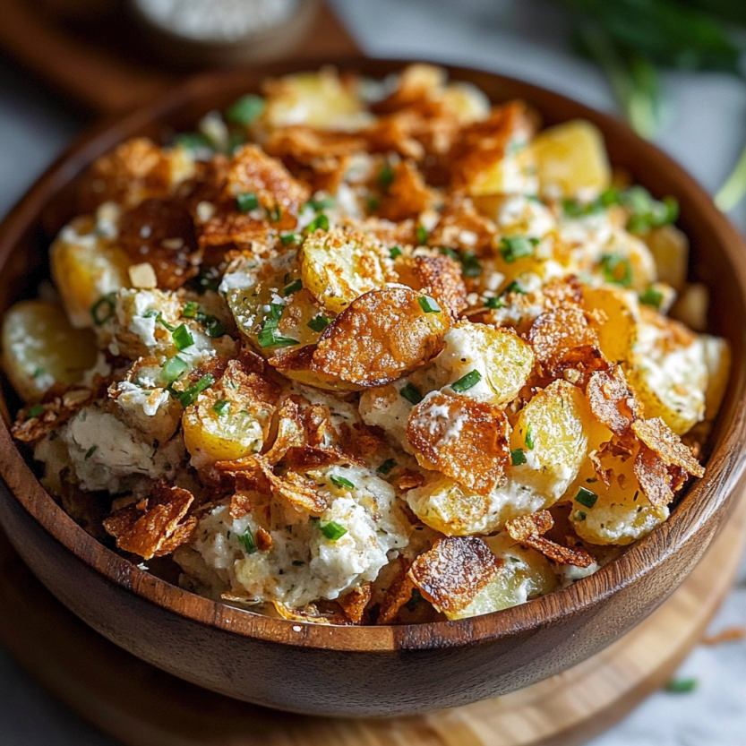 Une salade de papas croquantes et croustillantes.