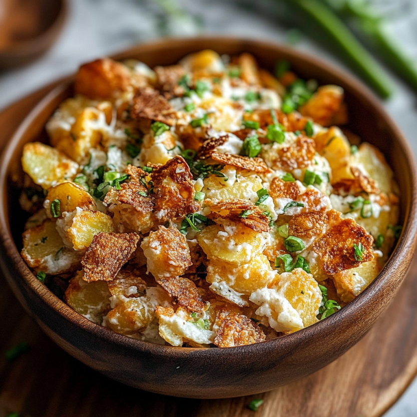 Une salade de papas croquantes et croustillantes.