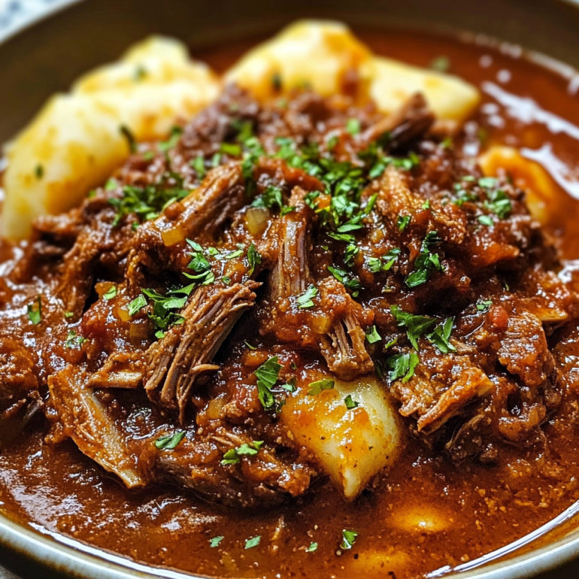 Une assiette de Short Rib Ragu est servie dans un bol.