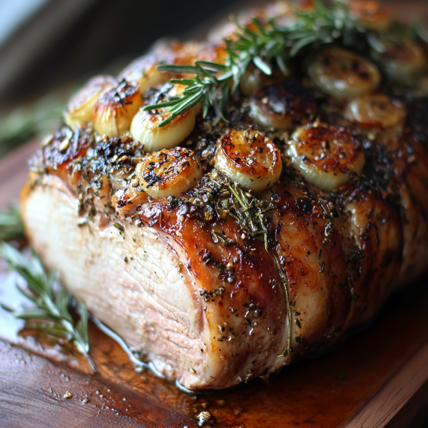 Une viande de porc marinée dans des herbes et des ail.