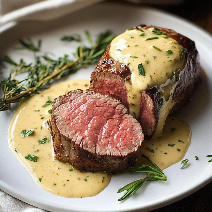 Une viande de bœuf grillée avec une sauce facile de bearnaise.