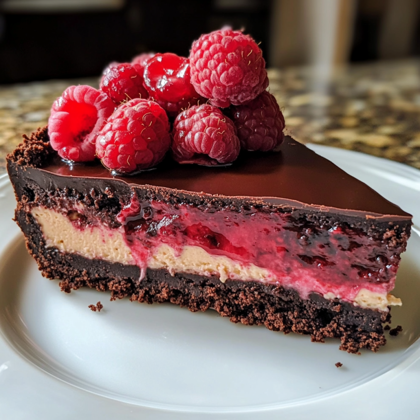 Une tarte au chocolat avec des fraises rouges sur le dessert.