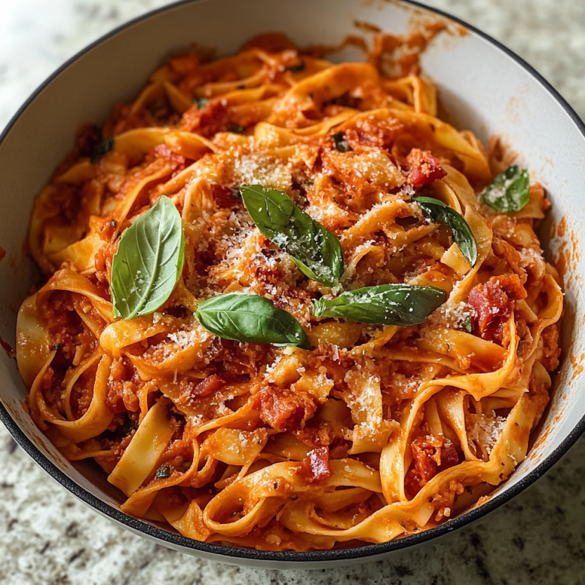 Une assiette de tagliatelle avec des herbes et des fromages.