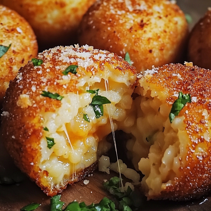 Des arancini de Michael Symon, avec des herbes et des sauces.
