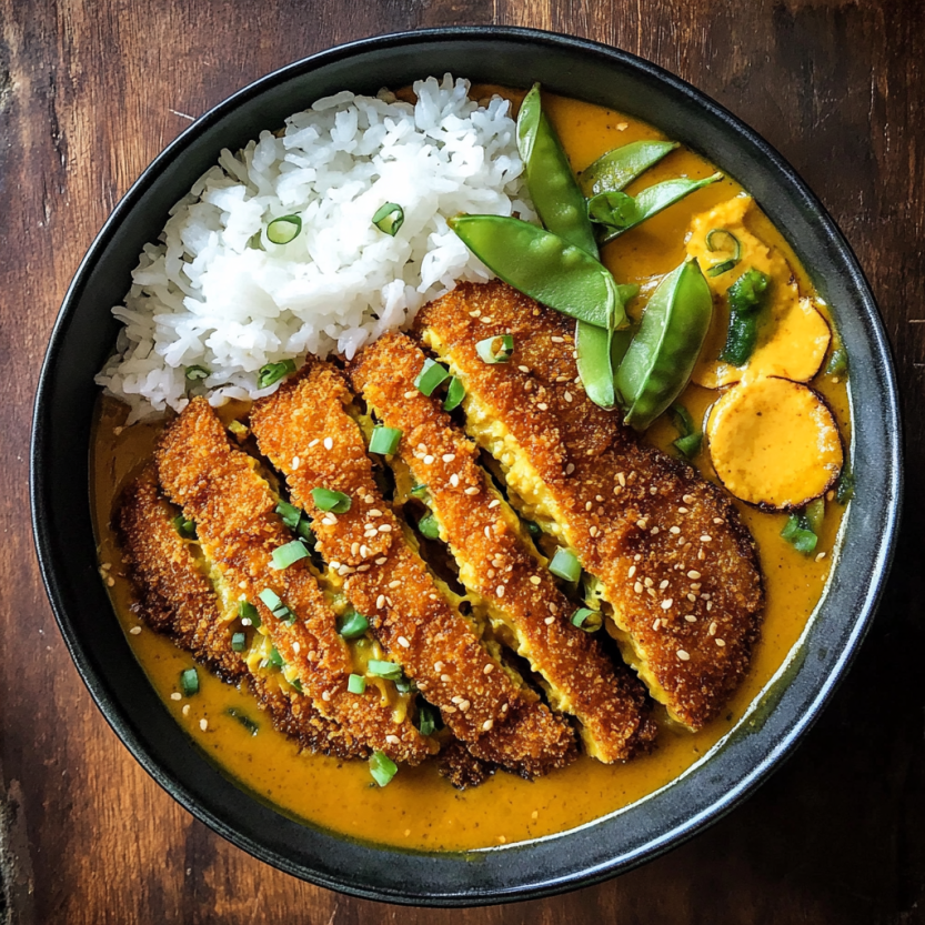 Une assiette de curry vegan avec des légumes et des légumes verts.