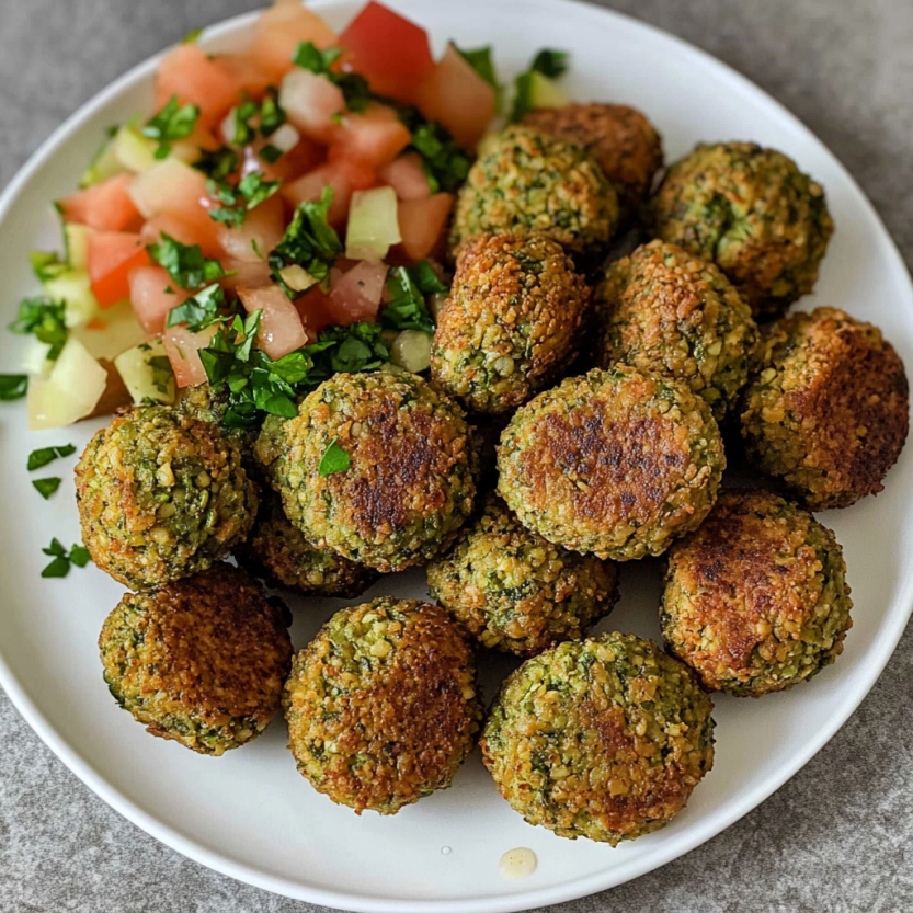 Une assiette de falafel frits dans un four à air.