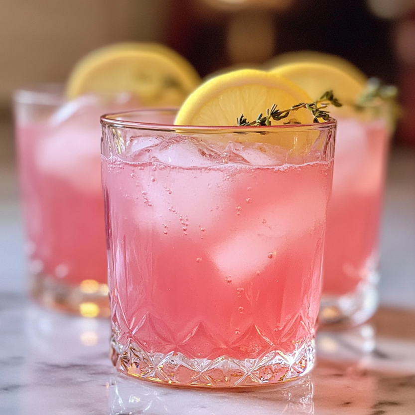 Un verre de pink lemonade cocktail.