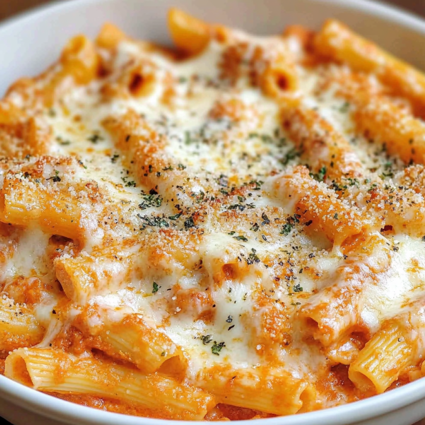 Une assiette de ziti al forno, une version de la recette de Olive Garden.