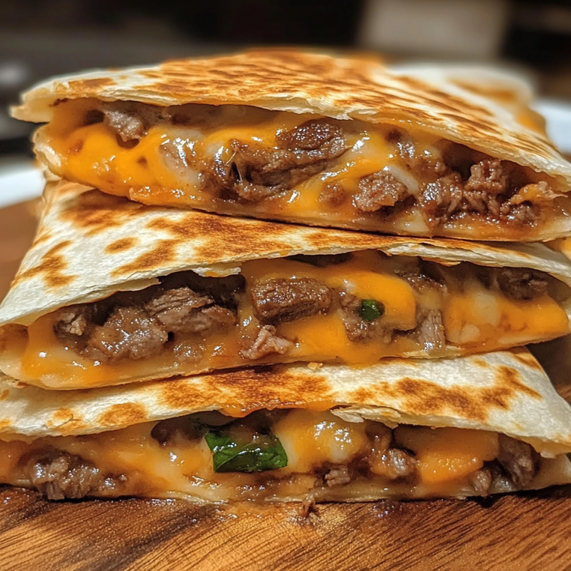 Quatre tacos de steak et de quesos.