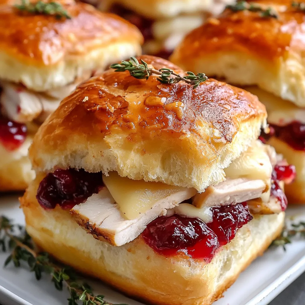 Des mini sandwichs de dinde avec des cranberries et des herbes.