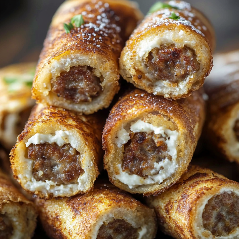 Une pile de french toast roll-ups.