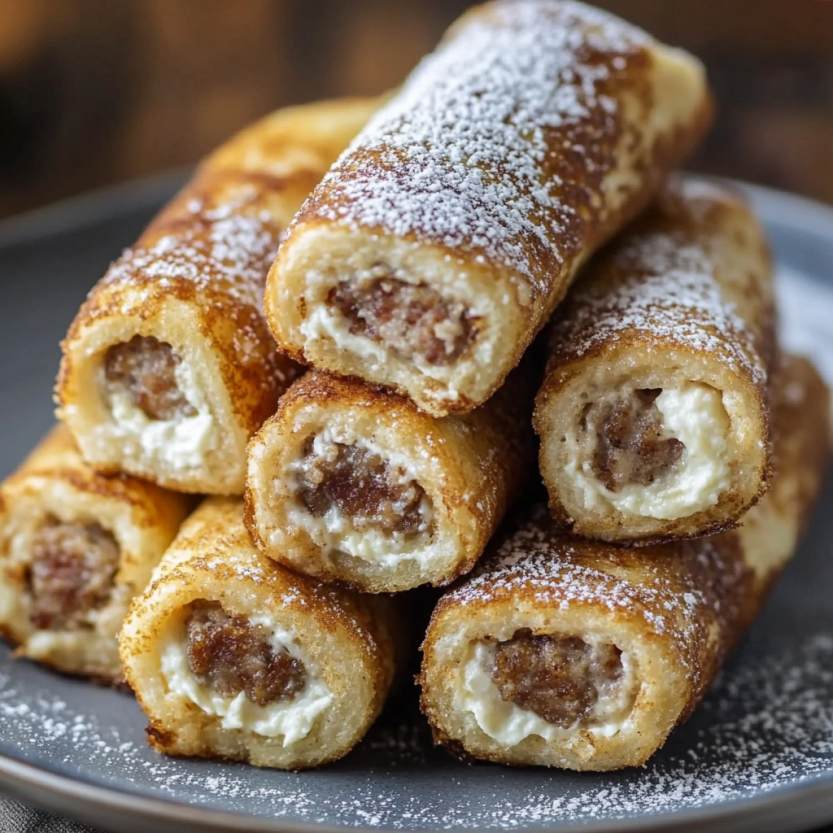 Des french toast roll-ups sur un plateau.