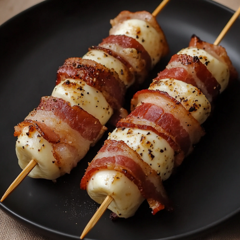 Bacon-wrapped mozzarella sticks.