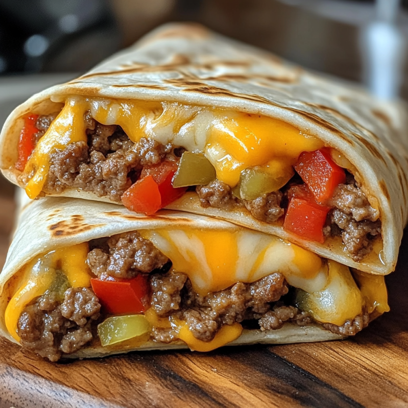 Des wraps de cheeseburger facilement cuits dans un four à air facile.
