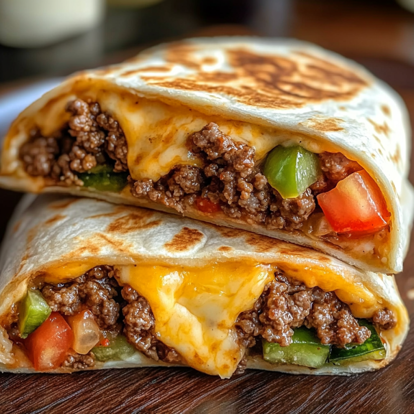 Des sandwichs de cheeseburger faits maison, avec des légumes et du fromage.