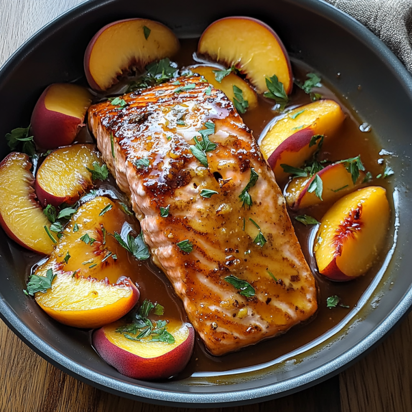 Salmon avec des fruits de cerise et de mûre.
