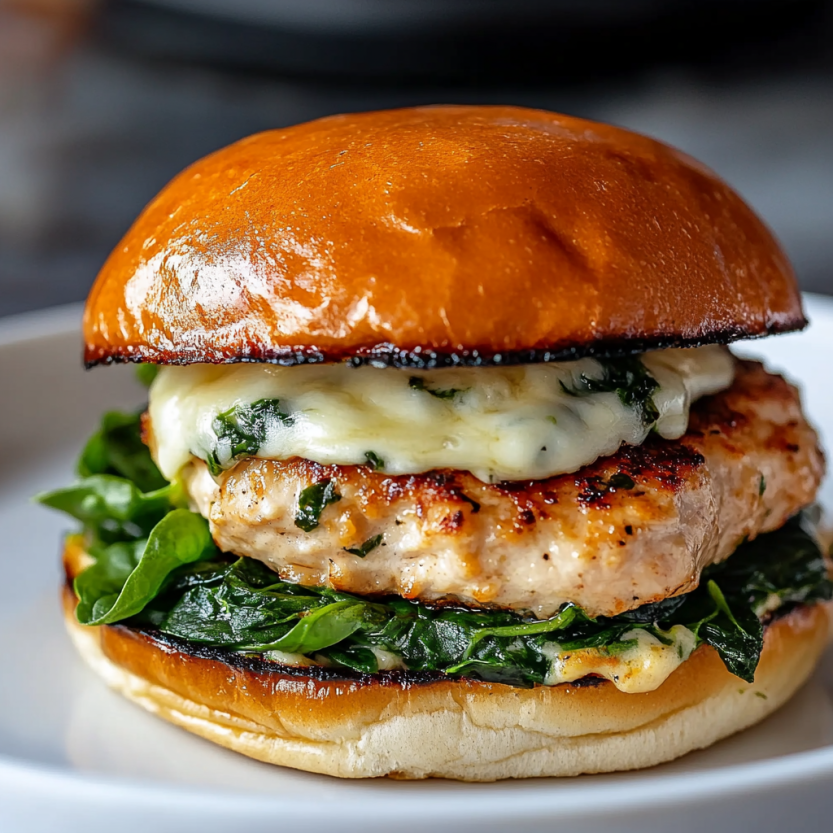 Une sandwich de poulet avec des légumes verts et du fromage blanc.