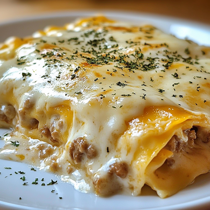 A plate of food with a cheese and meat filling.