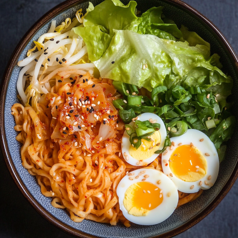 A bowl of spicy chili garlic noodles.
