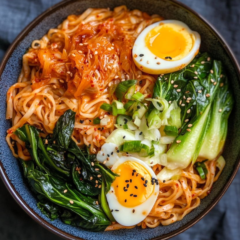 A bowl of spicy chili garlic noodles.