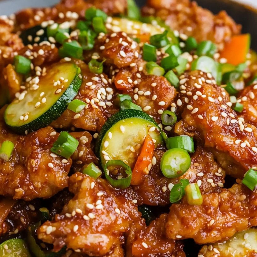 A plate of food with a variety of vegetables and meat.