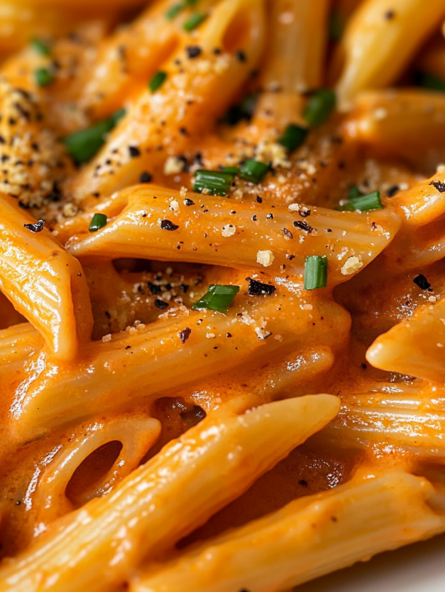 A close up of a plate of pasta with a red sauce.