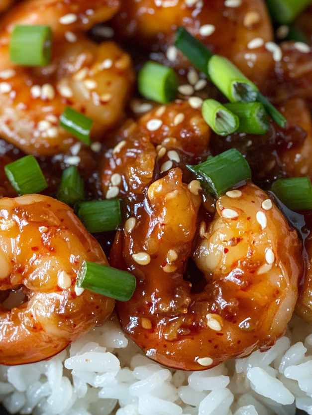 A plate of shrimp with a sauce.