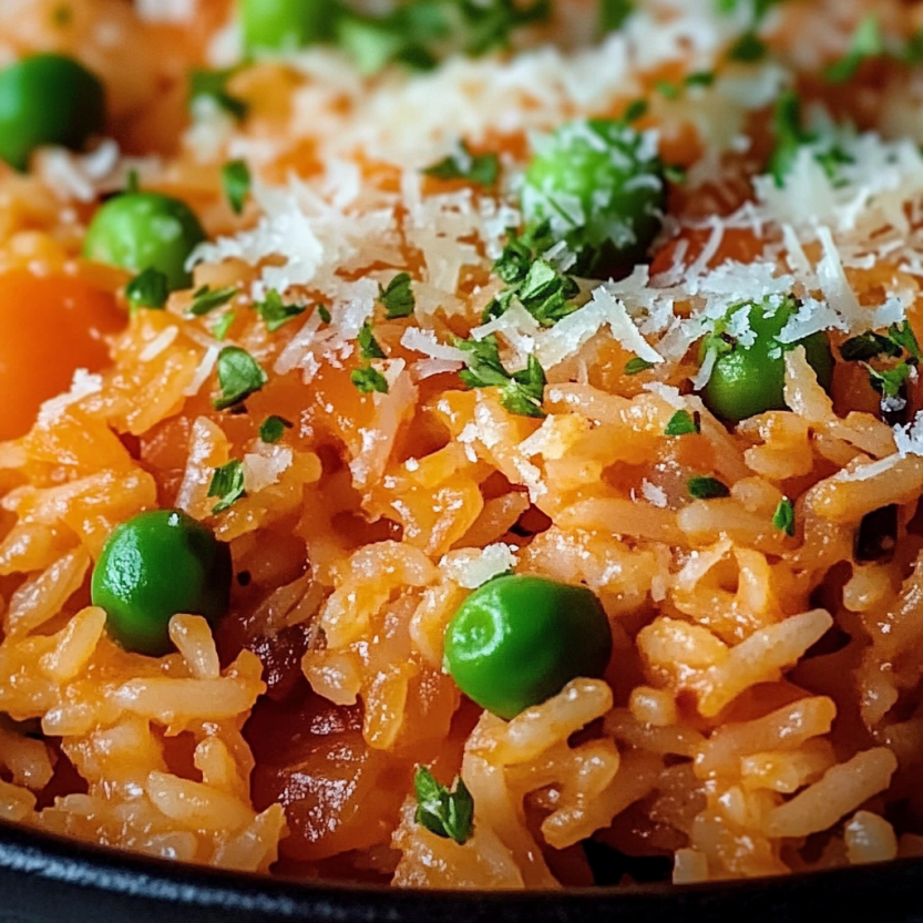 A dish of crispy Parmesan tomato rice.