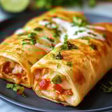 Chimichangas de poulet sur un plateau.
