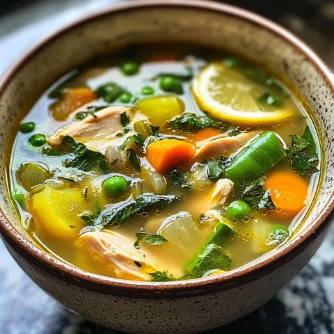 Une simple soupe de poulet avec des légumes d'hiver.