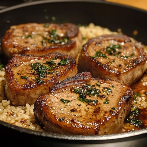 Pan seared pork chops.