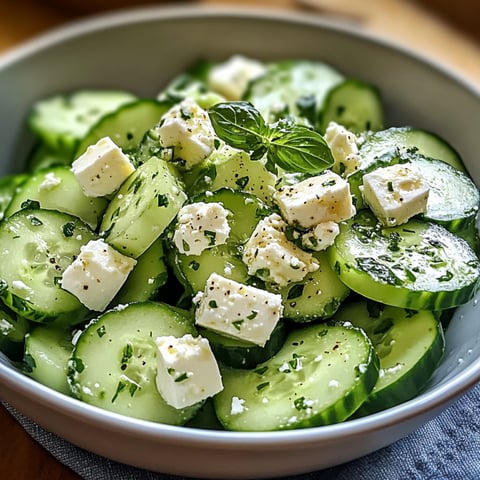 Une salade de cucumber feta dans un bol.