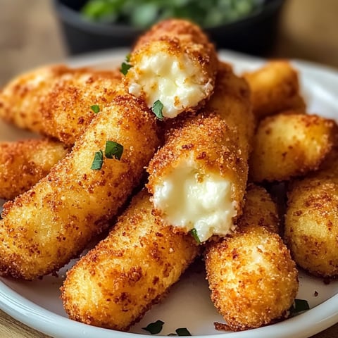 Une pile de mozzarella sticks frits dans un air fryer.