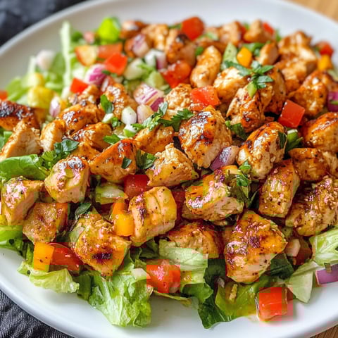 Une salade de poulet grillé avec des légumes.