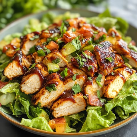 Une salade de poulet BBQ avec des légumes.